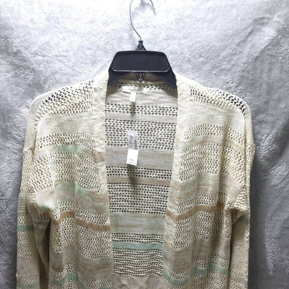 Maurices Striped Pointelle Duster Cardigan , Size Small Open Front Knit Sweater‎ - Picture 3 of 10